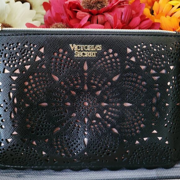 Victoria's Secret Handbags - Victoria’s Secret Black Laser-Cut Wristlet Clutch Purse - Limited Edition